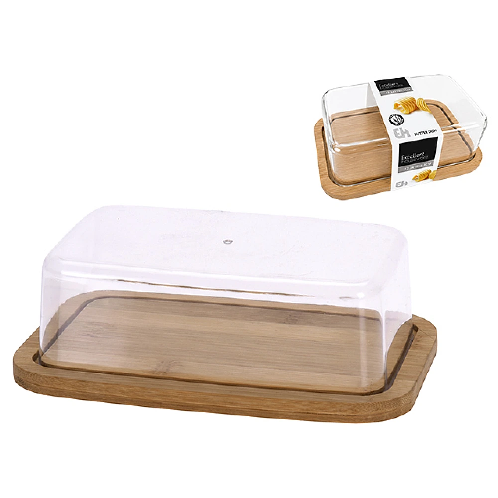 Untiera cu capac transparent EH 19X12.3X6.3cm, bambus si plastic