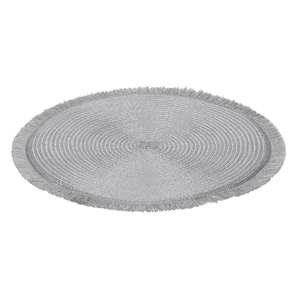 Servetel de servire D35cm, cu franjuri, argintie