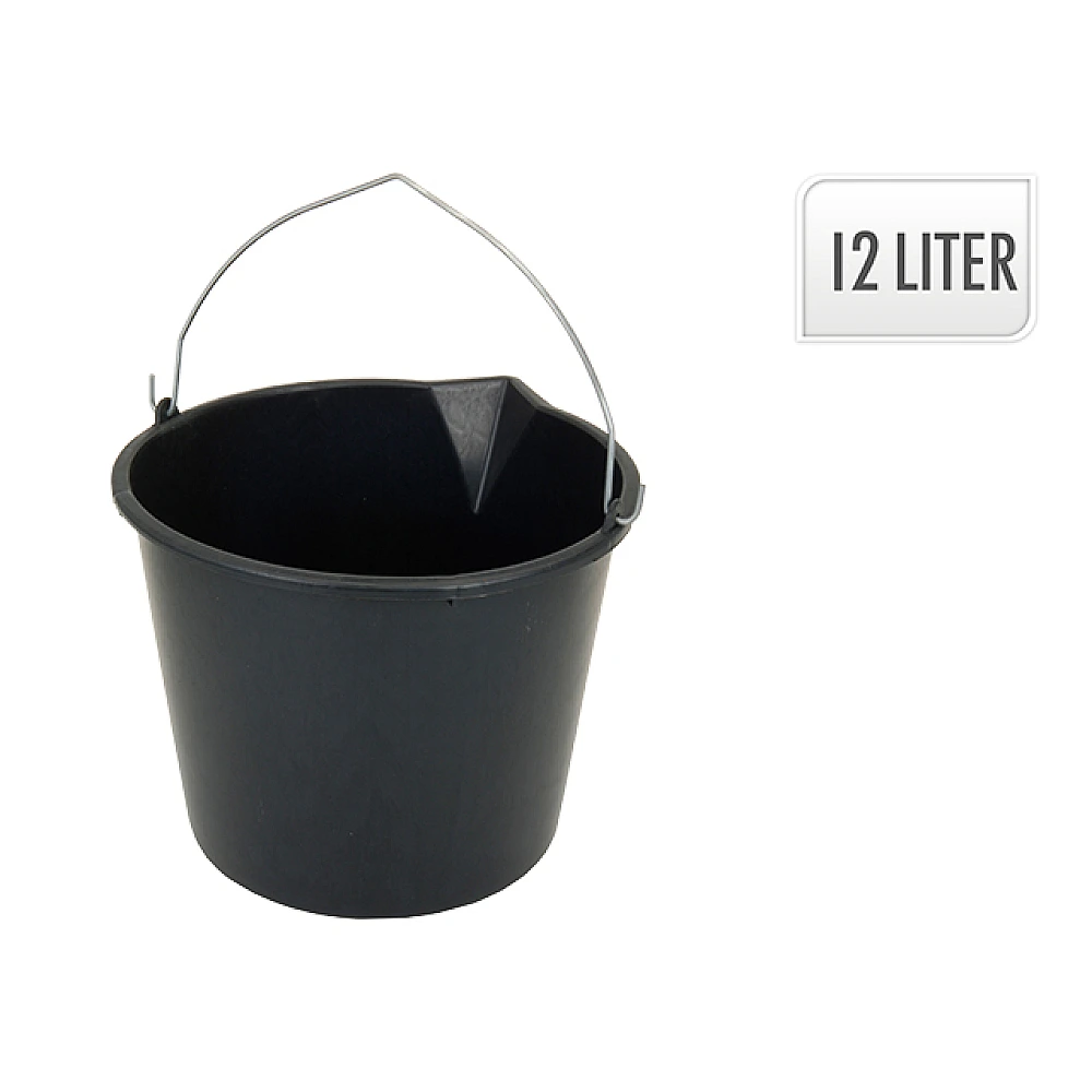 Galeata plastic 12l, maner metalic, neagra