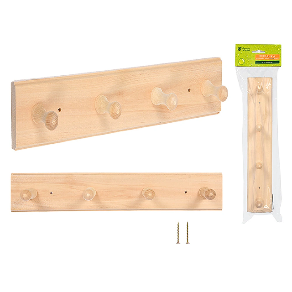 Cuier BS 4 carlige, 35X6.5cm, lemn de tei