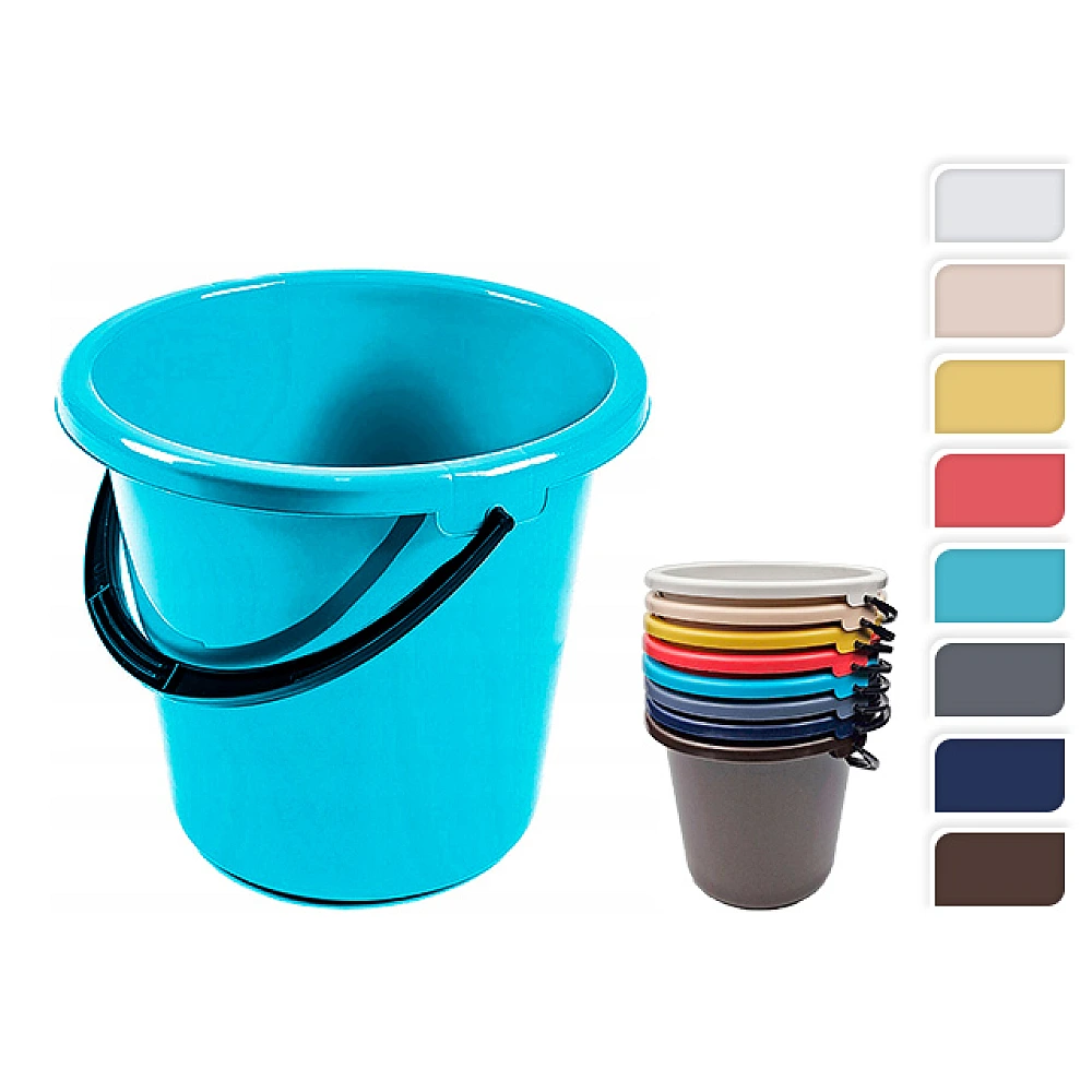 Galeata Jagiello 10l diferite culori, mâner negru, H25cm, plastic
