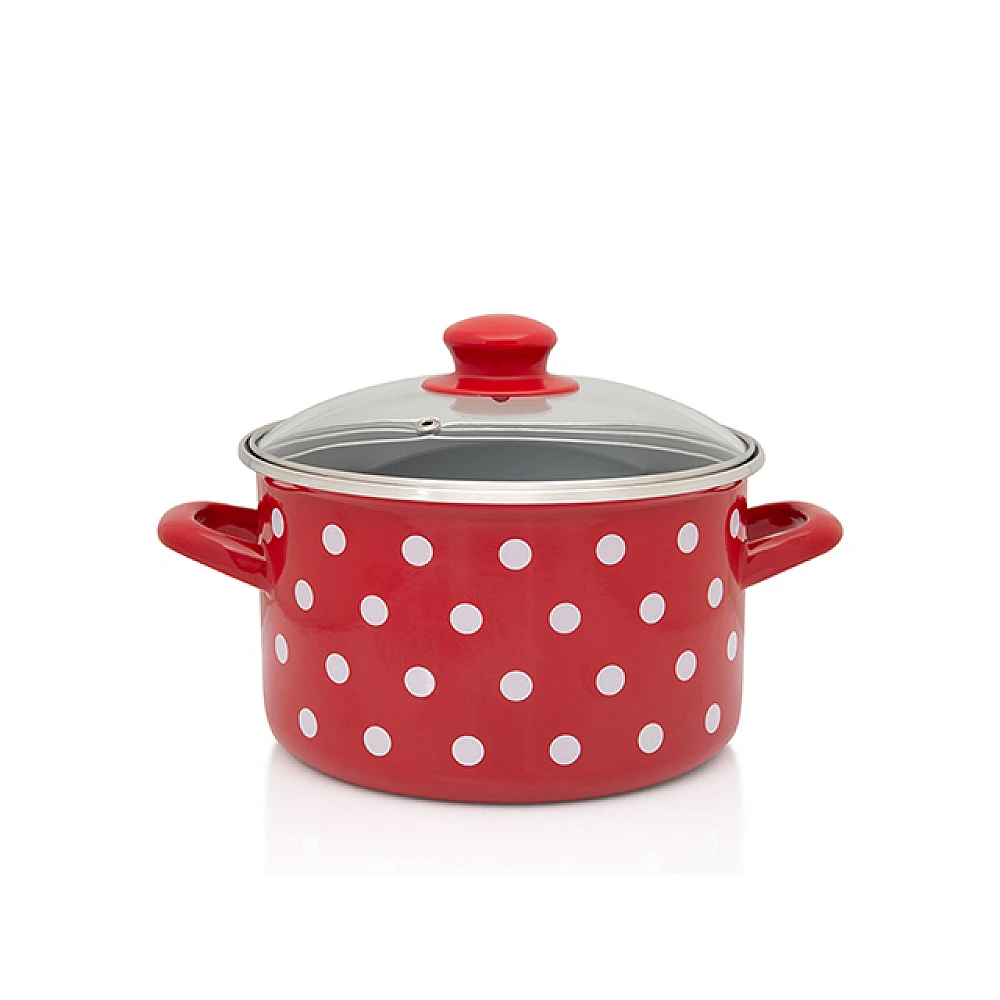 Cratita emailata Clasica 24cm, 6.75l, capac din sticla