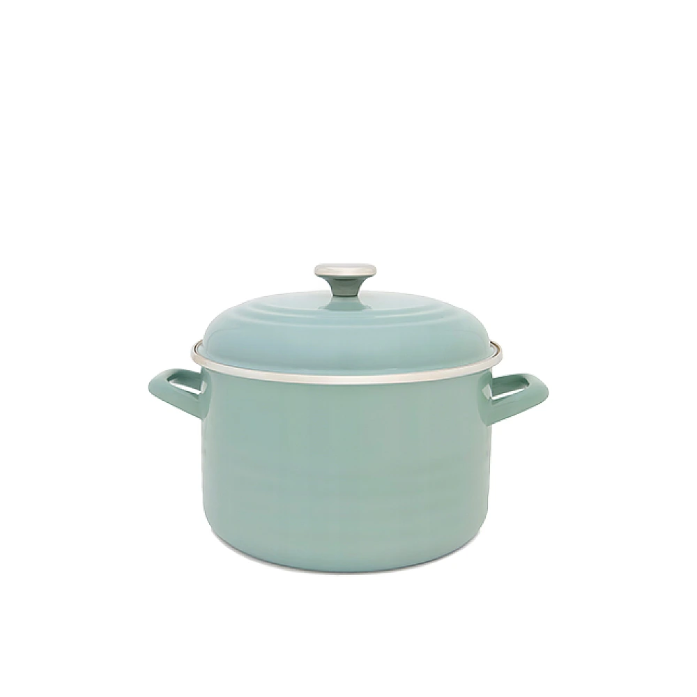 Cratita emailata Waves Green 16 cm, 2 l, capac metal