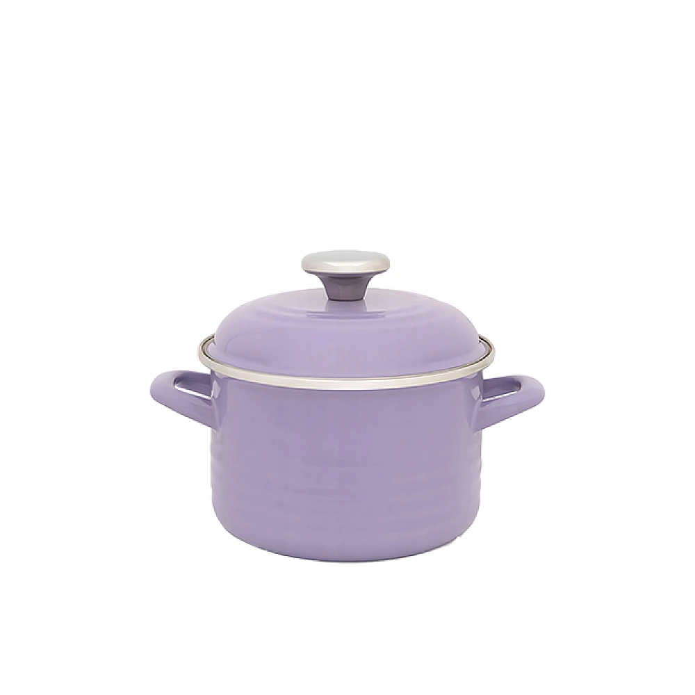Cratita emailata Waves Violet 16 cm, 2 l, capac din metal