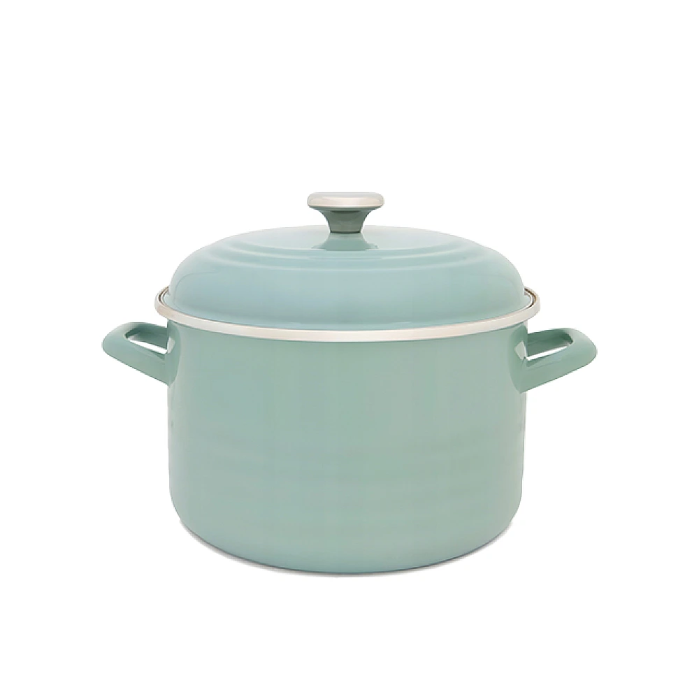 Cratita emailata Waves Green 20 cm, 4 l, capac din metal