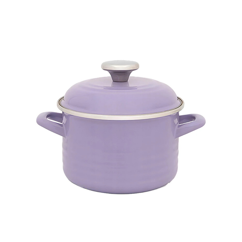 Cratita emailata Waves Violet 20 cm, 4 l, capac din metal