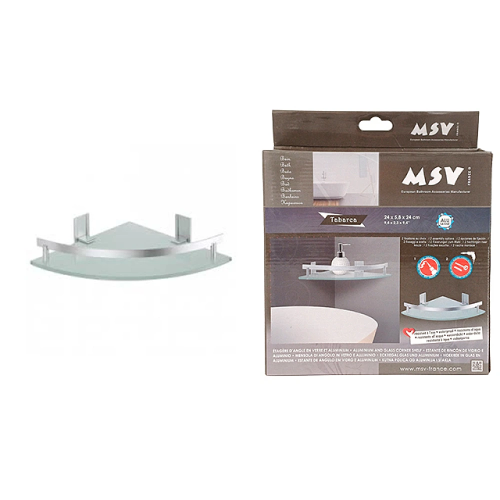 Raft de colt MSV Tabarca 24X5.8XH24cm, sticlă, aluminiu