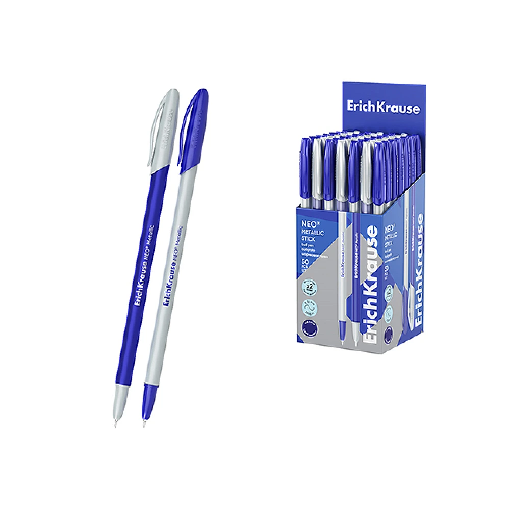 Pix cu bila ErichKrause Neo® Stick Metallic 0.7, albastru