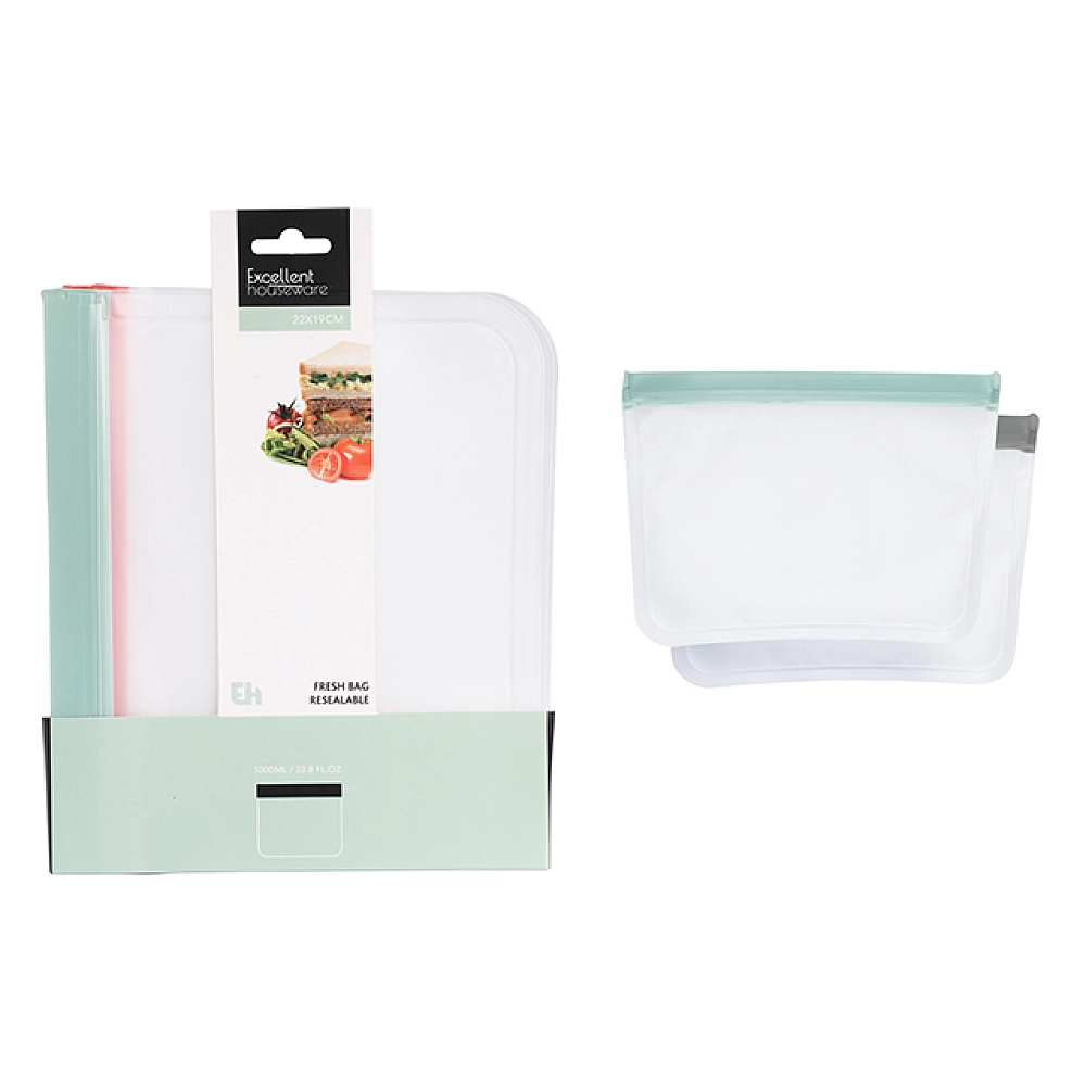 Pungi pentru depozitare si congelare cu inchidere dubla zip EH 26X20.5X0.5 cm, 1.6l, 2buc