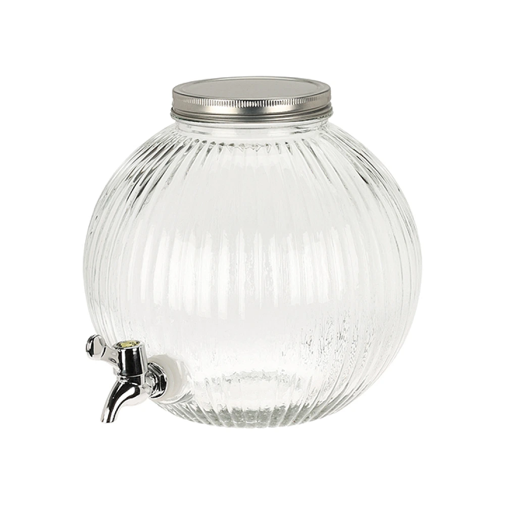 Borcan rotund din sticla cu robinet EH 5,5l, H23cm, design meridiane