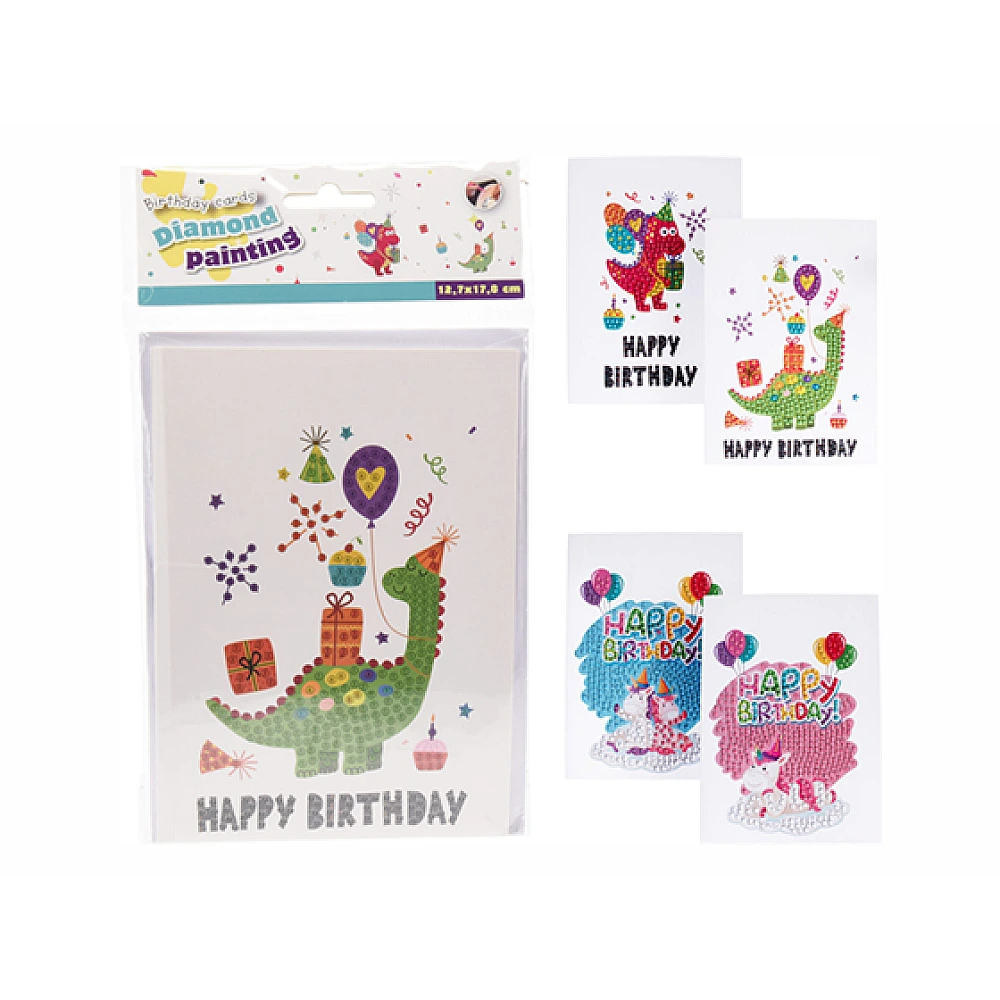 Set creativ pentru broderie cu diamante: 2 carti postale, 2 plicuri 