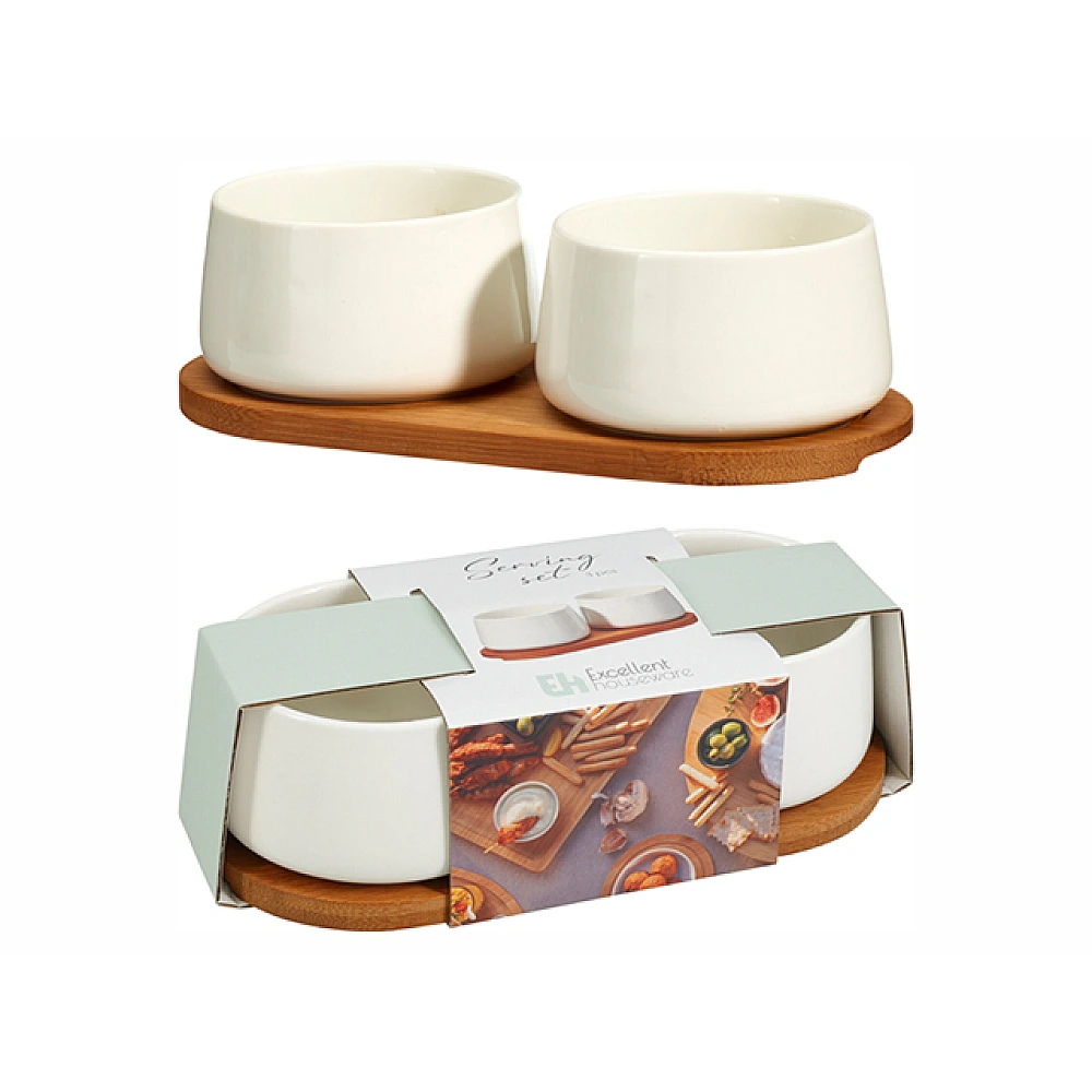 Set pentru aperitiv EH 3 unitati, suport din lemn 22X11 cm