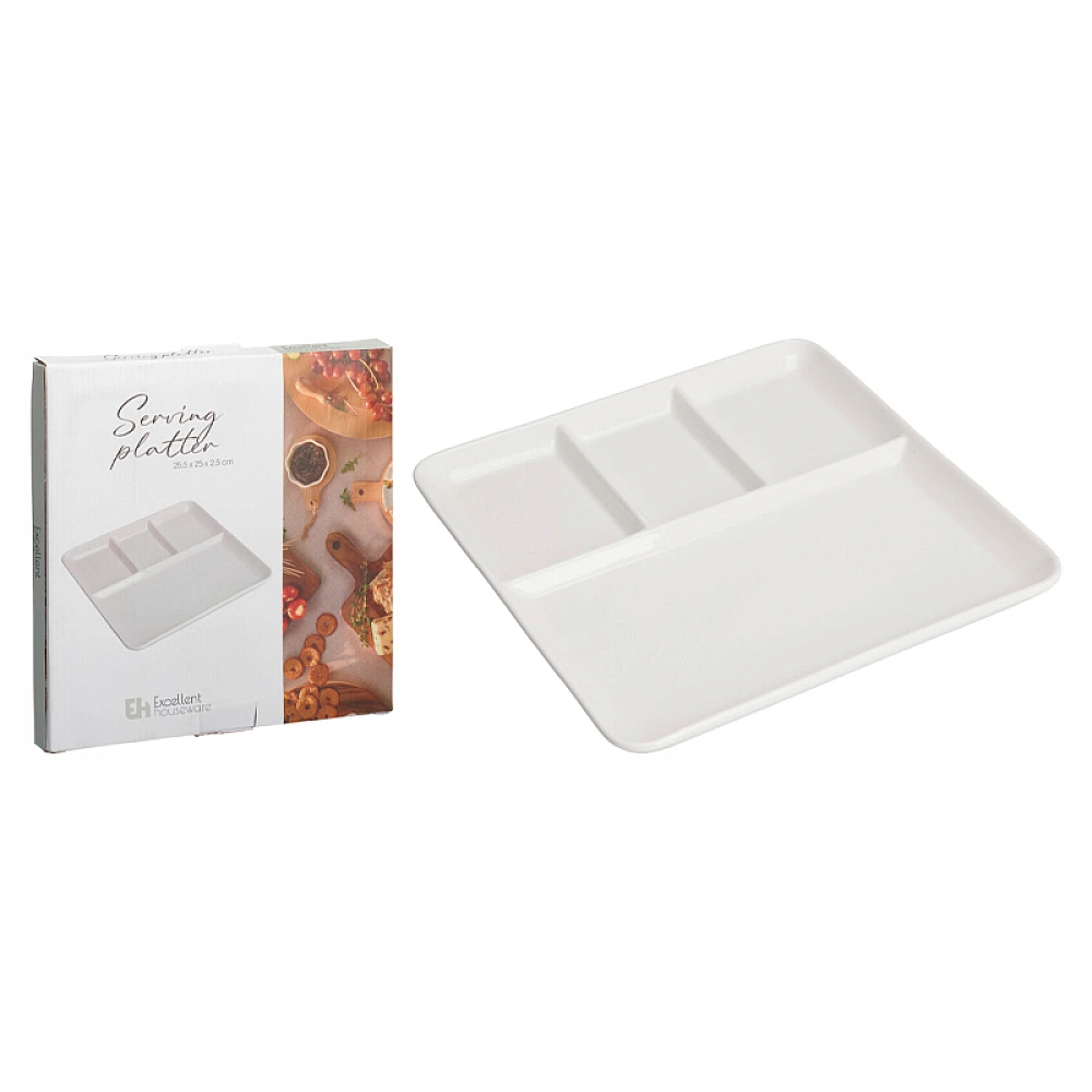 Recipient pentru aperitiv EH 25.5X25X2.5 cm, 4 sectii, portelan