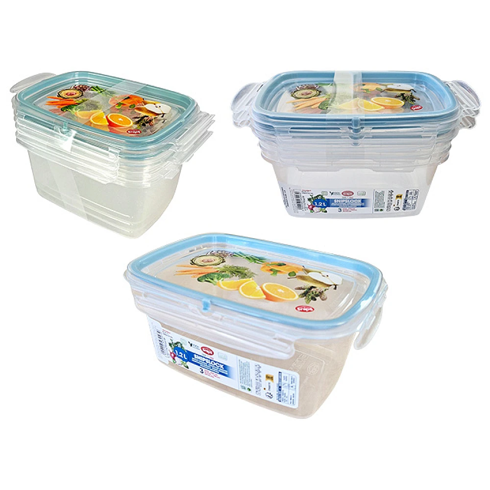 Set containere alimentare Snipslock 3cutii, 1.2l