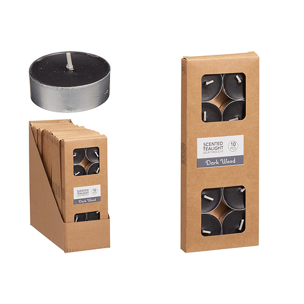 Lumanari parfumate tip pastila Dark Wood 10buc, 4h, negre