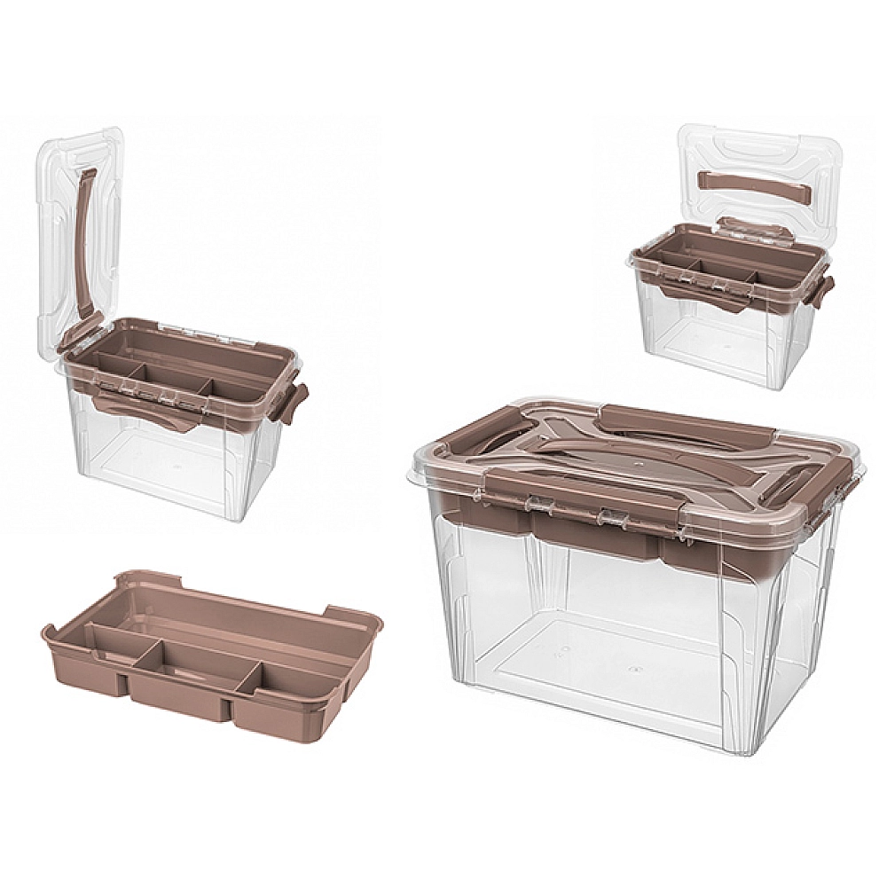 Organizator cu capac cu clame Econova Grand box 6.65l, 29X19X18cm
