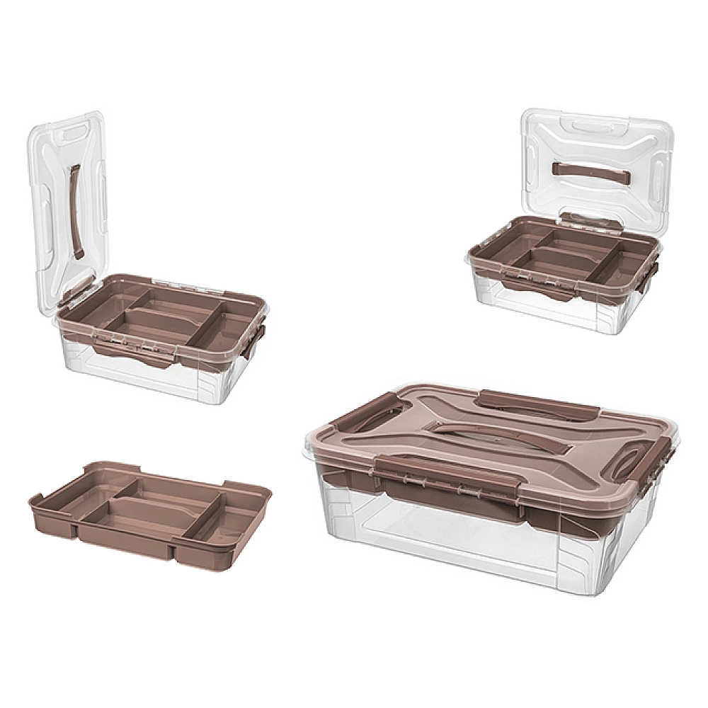 Organizator cu capac cu clame Econova Grand box 10l, 39X29X12.4cm
