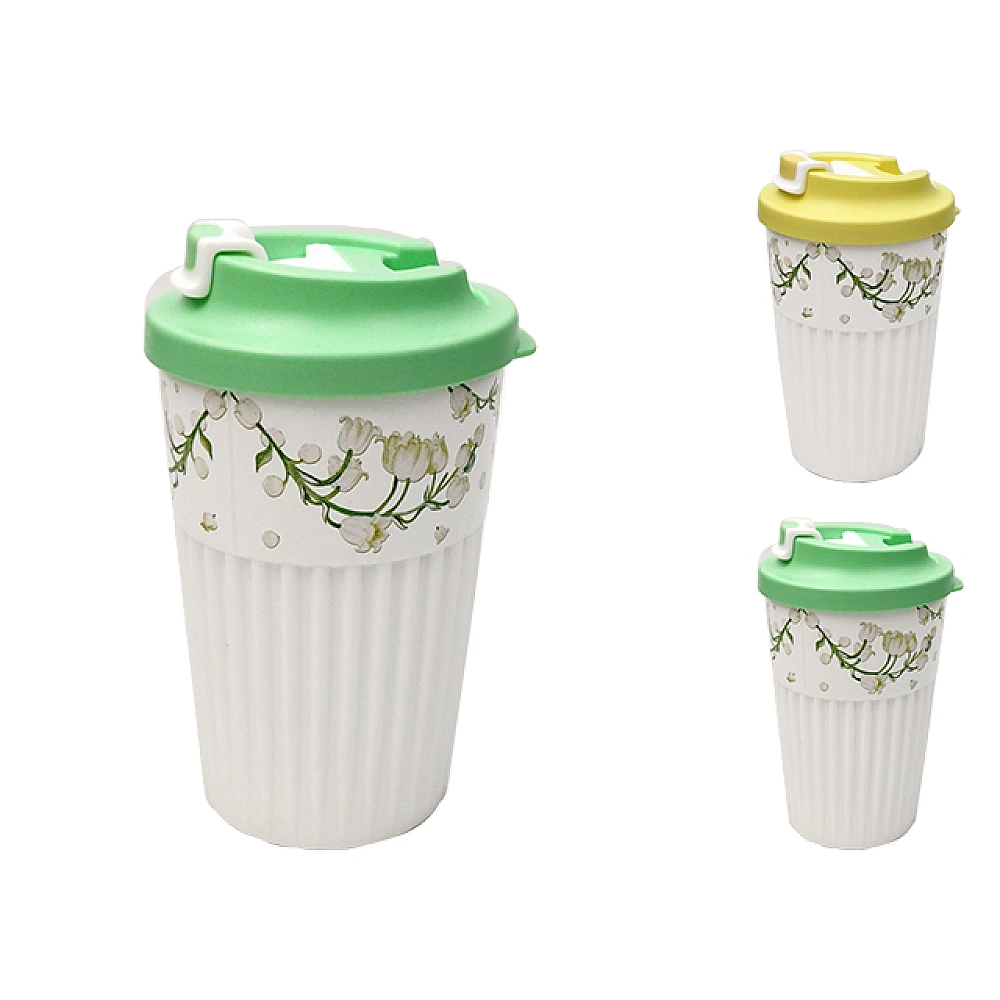 Pahar ToGo cu clapeta Phibo 450ml ”Crini din Vale” , forma relief