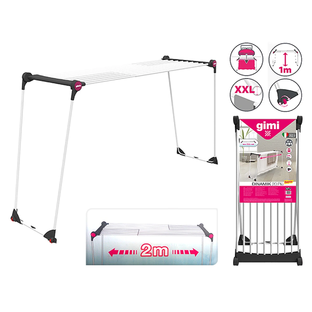 Uscator pentru haine Gimi Dinamic 19m, extensibila 1-2m