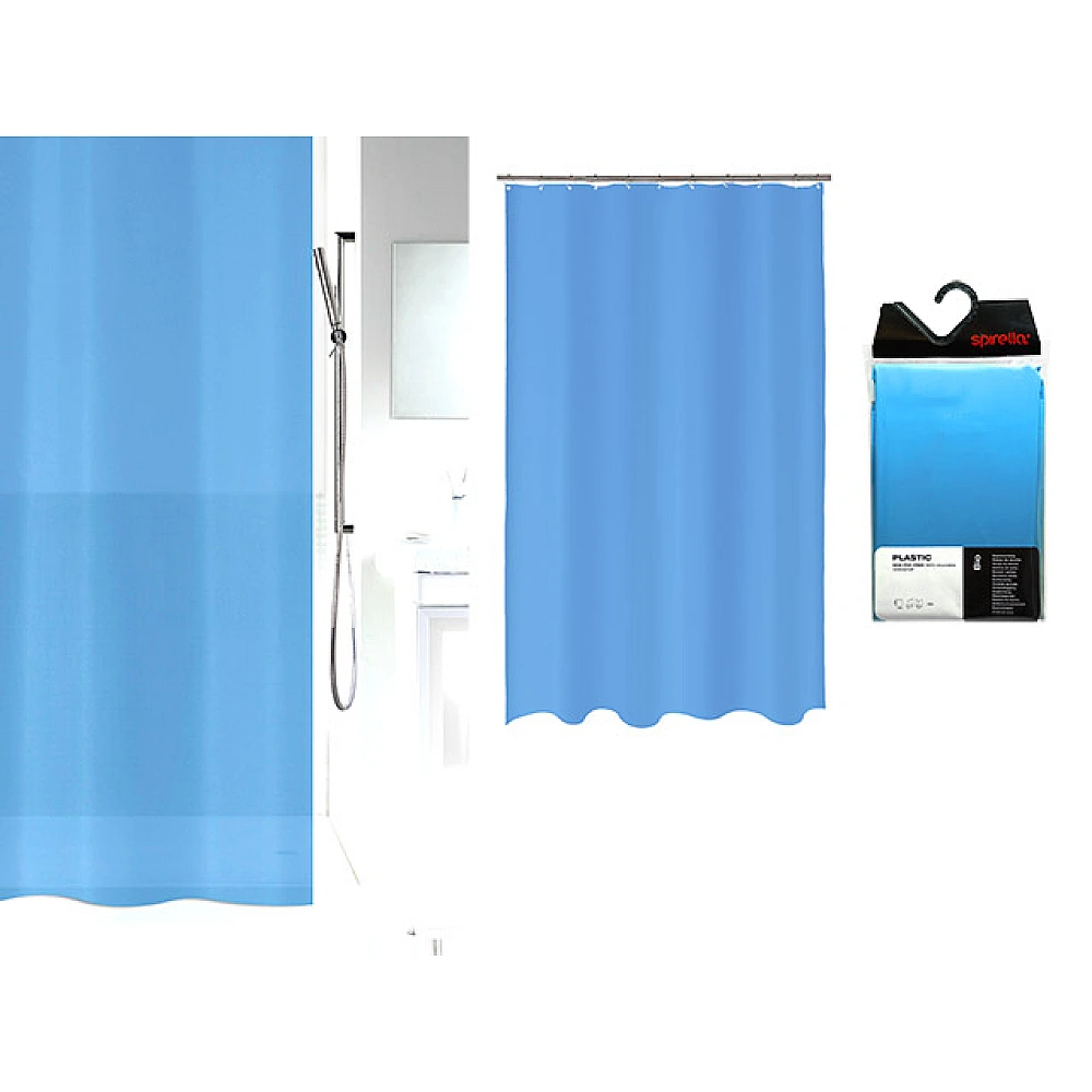 Perdea pentru dus 180X200cm Spirella albastră, PEVA