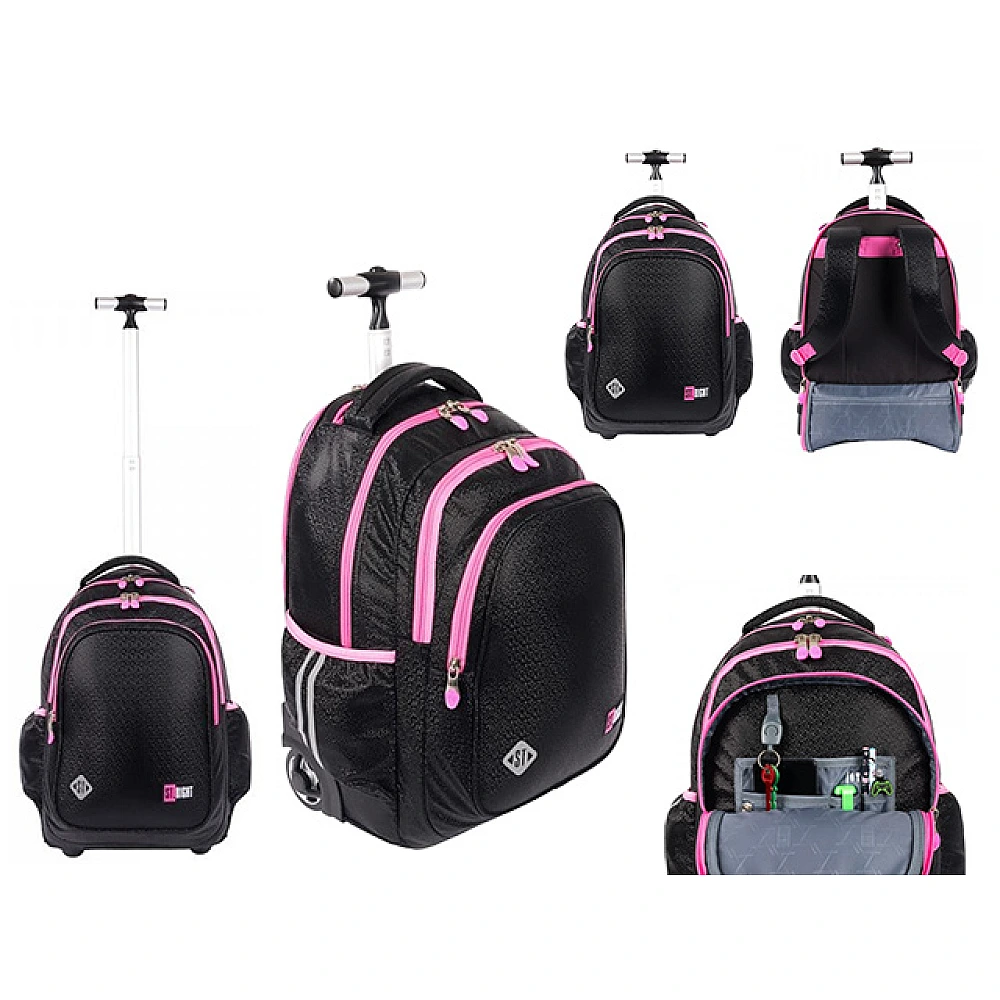 Ghiozdan-troller St.Right Black Glitter