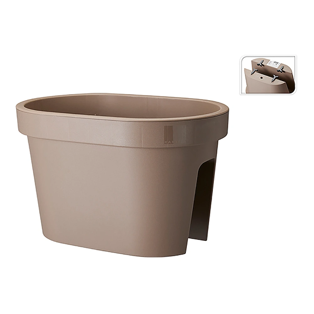 Ghiveci pentru balustrada 40.1X26X24 cm, maro, plastic