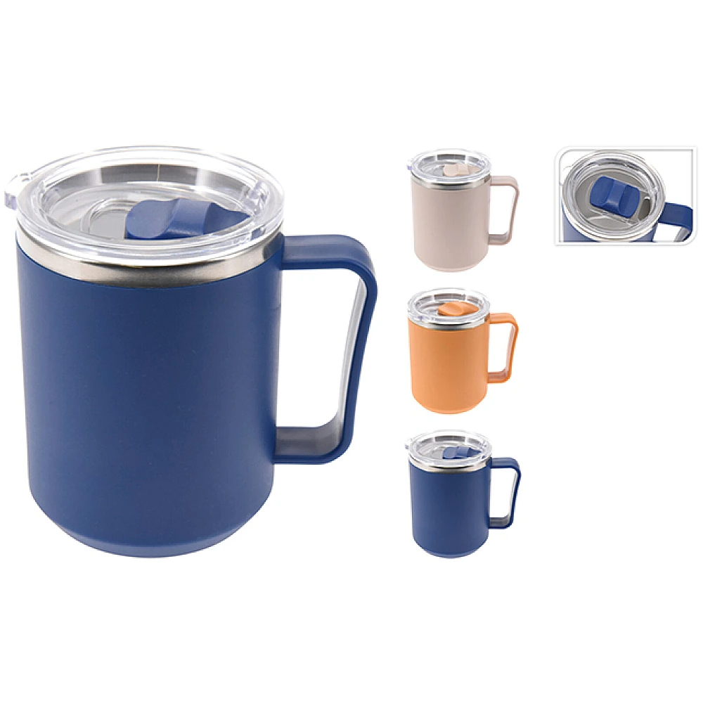 Cana 420 ml cu capac, metal/plastic