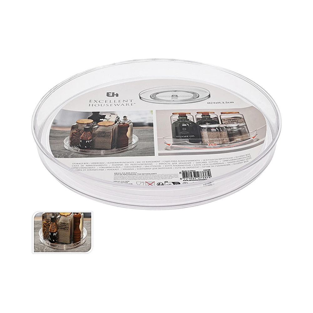 Organizator rotativ pentru frigider EH D24 cm, H3.5 cm, plastic