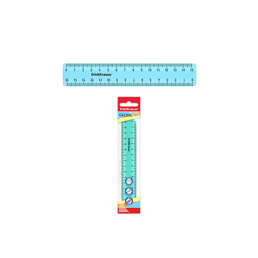 Rigla 15 cm ErichKrause Pastel, albastru, plastic