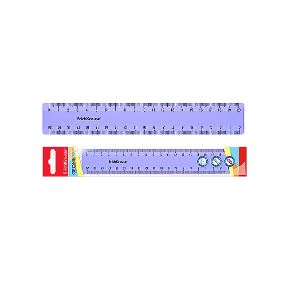 Rigla 20 cm ErichKrause Pastel, violet, plastic