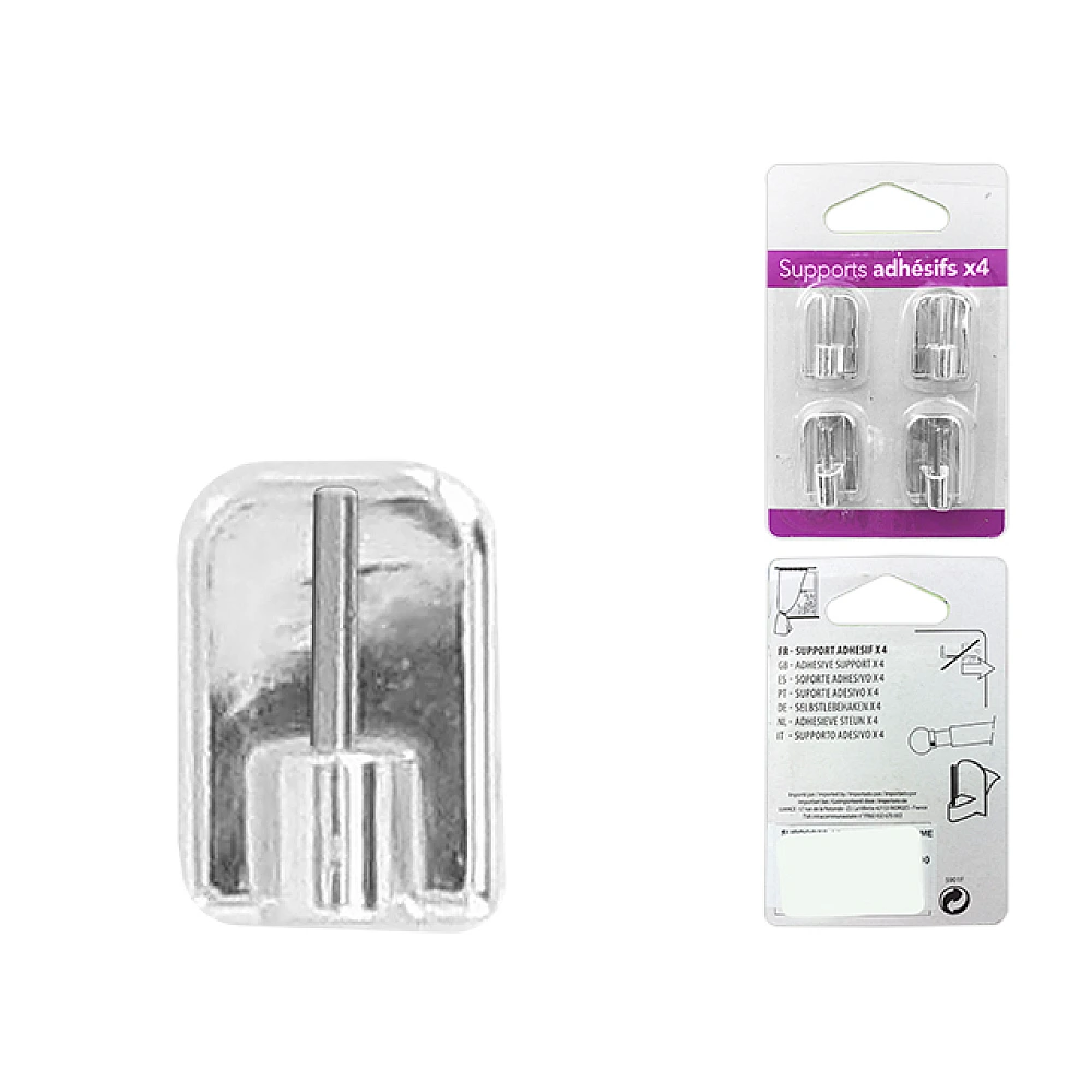 Set suporturi autoadezive pentru tija 4buc Luance, crom