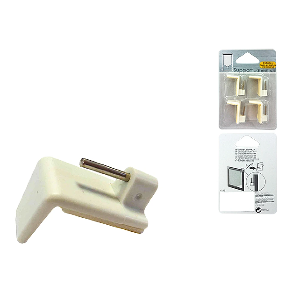 Set suporturi autoadezive pentru tija 4buc Luance, alb, PVC