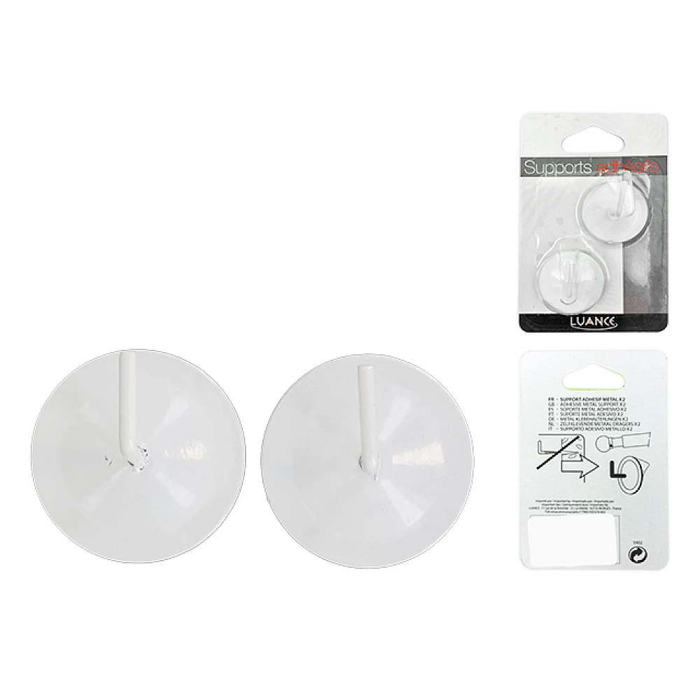 Set suporturi autoadezive pentru tija 2buc Luance, alb, metal