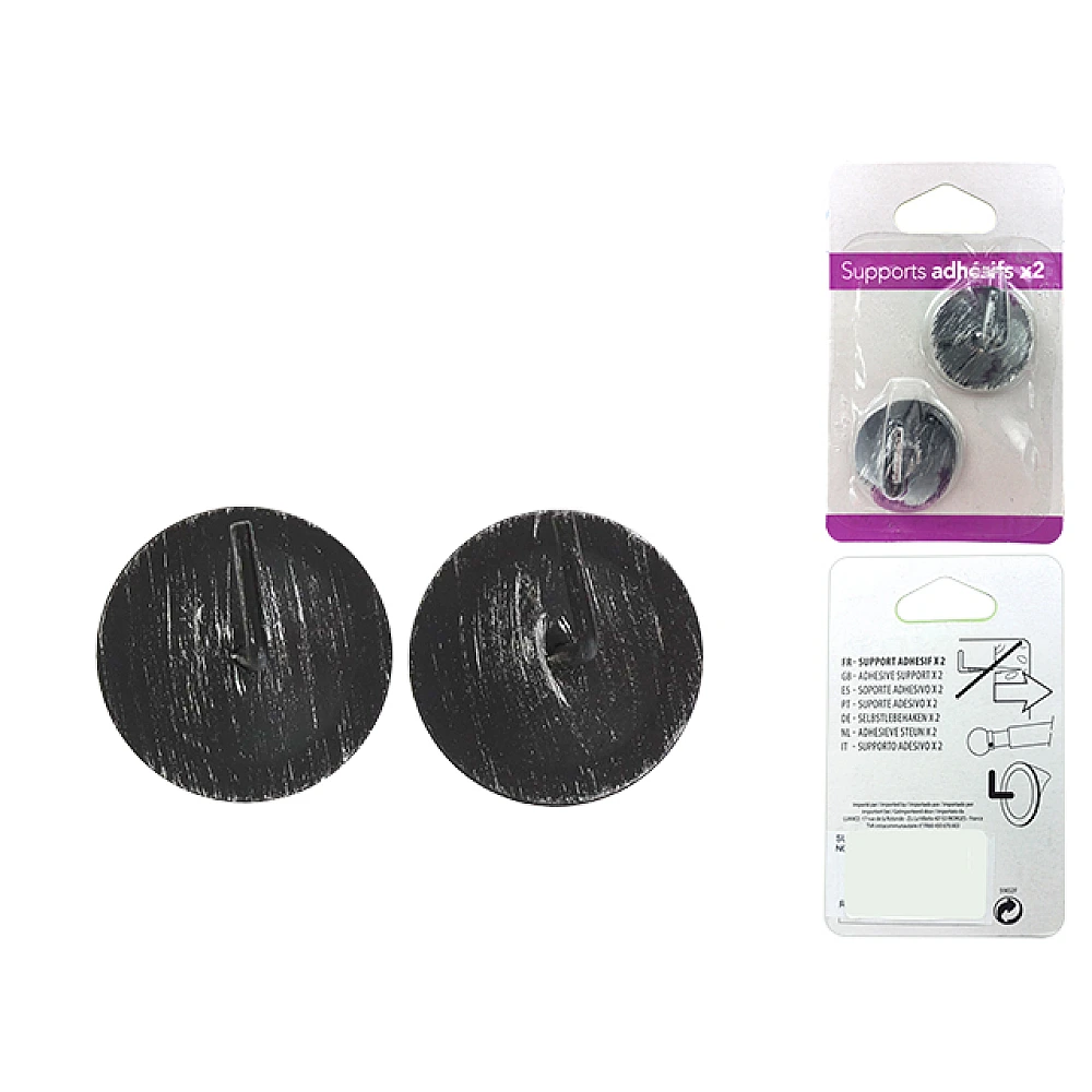 Set suporturi autoadezive pentru tija 2buc Luance, negru/ornament