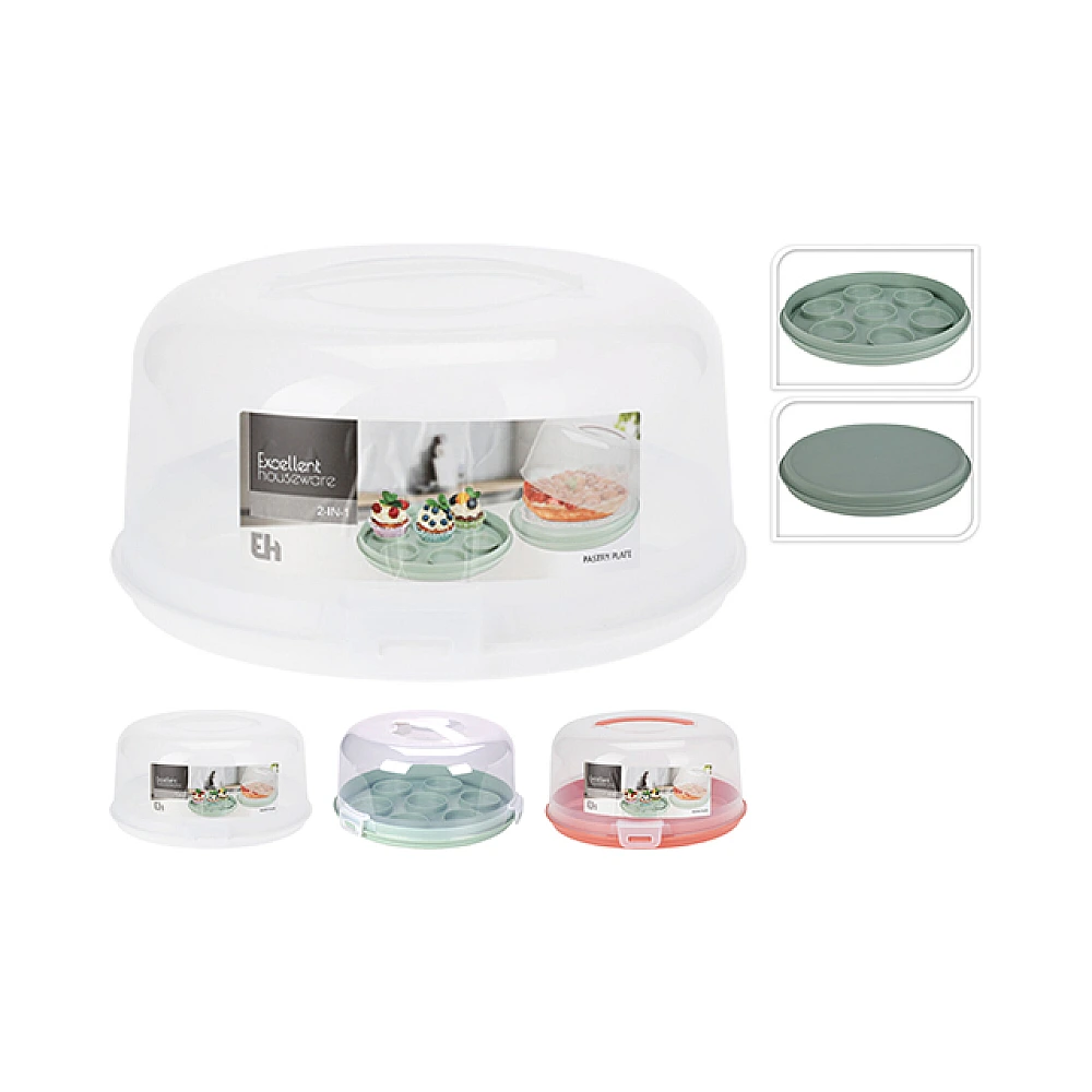 Platou pentru tort cu capac EH, D25 cm, H14 cm