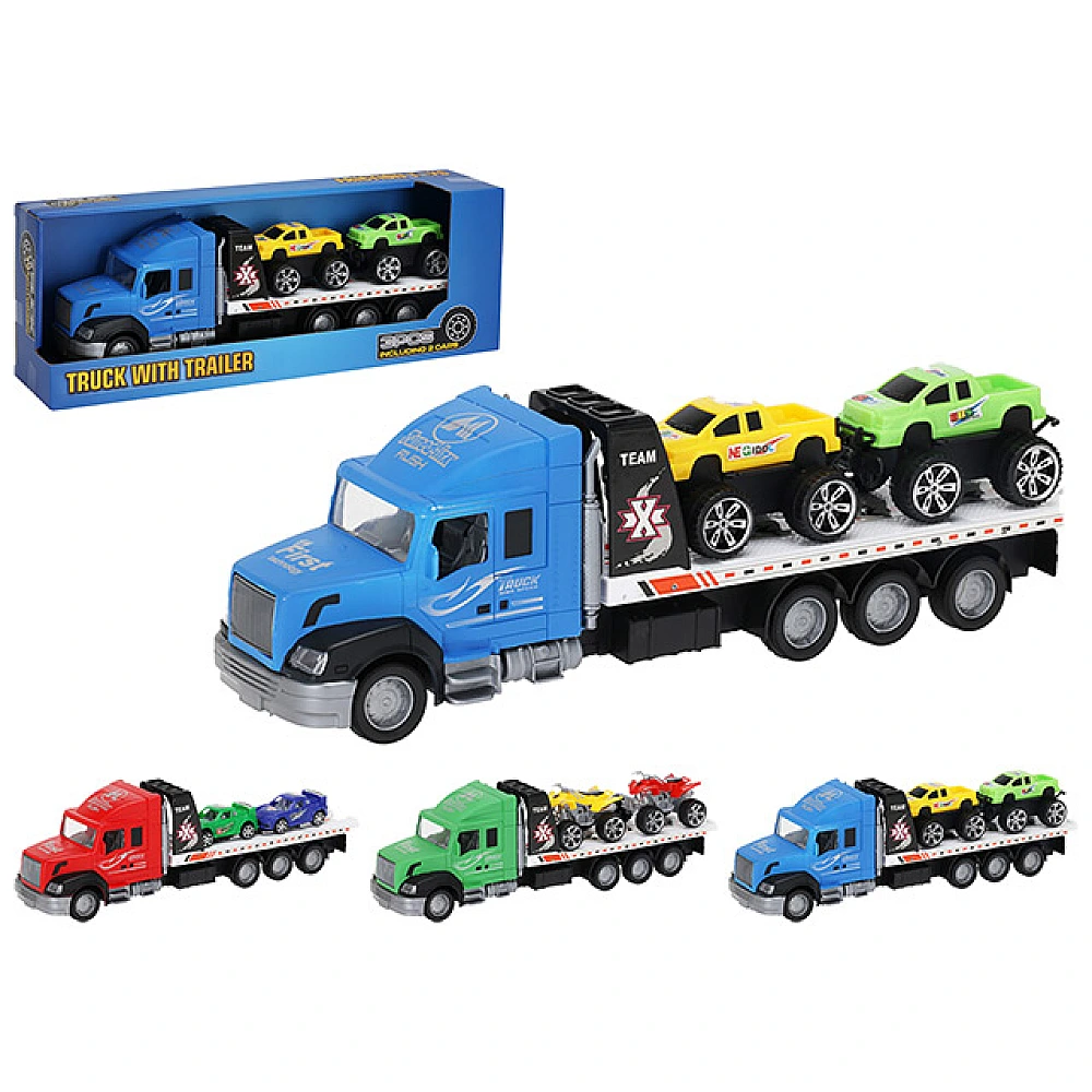 Camion Trailer cu 2 masini, 36 cm, plastic