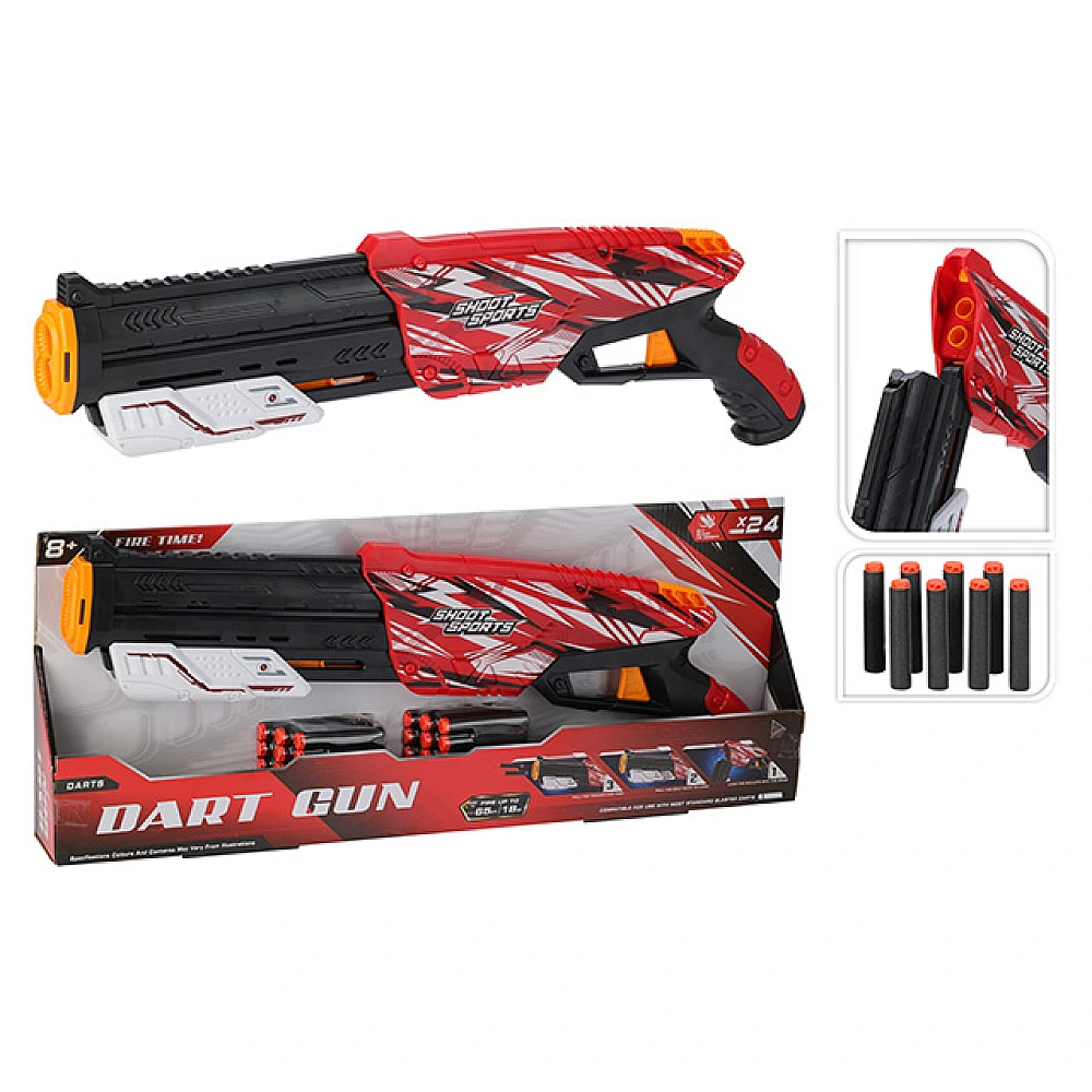 Pistol de tip blaster 58 cm, proiectile moi 24bucX7 cm, plastic