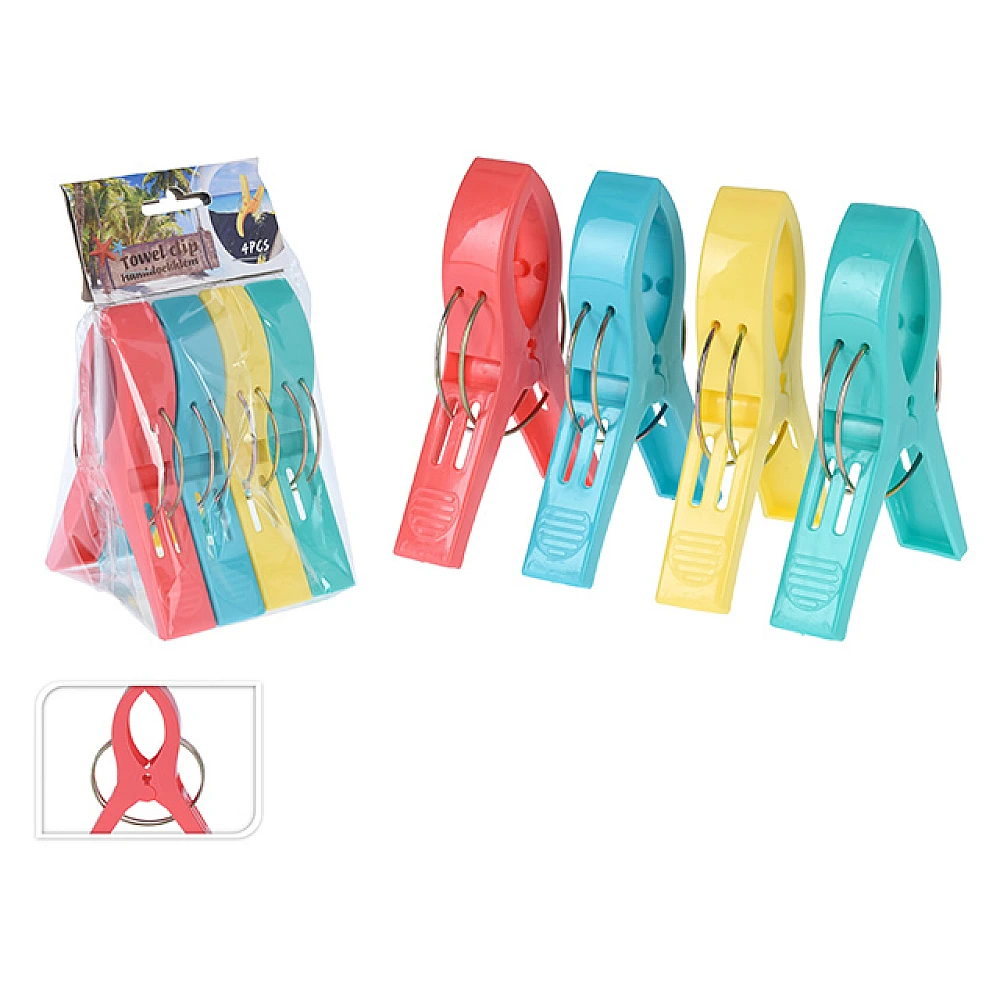 Set cleste pentru fixarea prosopului pe sezlong, 4 bucati