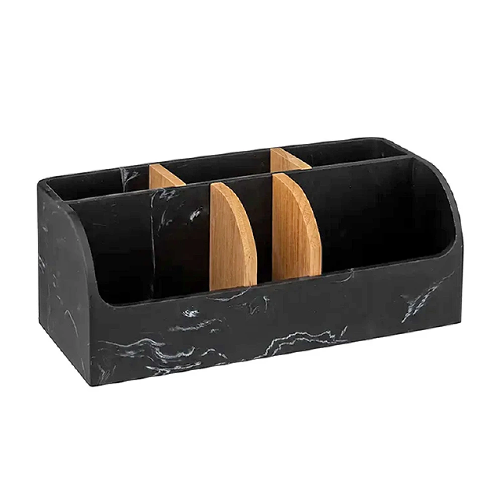 Organizator pentru cosmetica 6 celule 5Five Lea 25.6X12.1X10 cm, negru, polirasina
