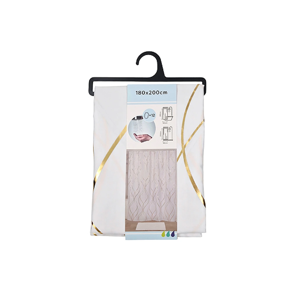 Perdea pentru dus 180X200 cm Tendance Epure Gold poliester, alb