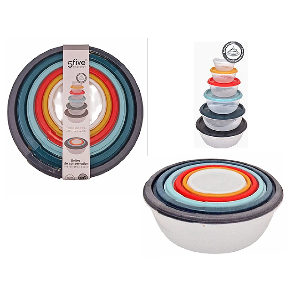 Set recipiente Five 6buc(0.3/0.5/0.9/1.6/2.6/3.4l), plastic