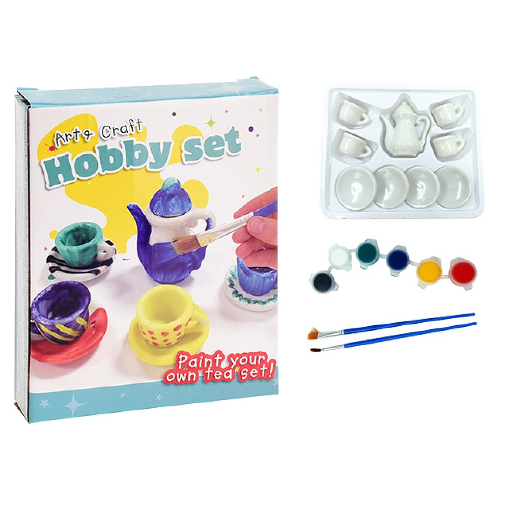 Set creativ de colorat: vesela, 6 recipiente de vopsea, 2 periute