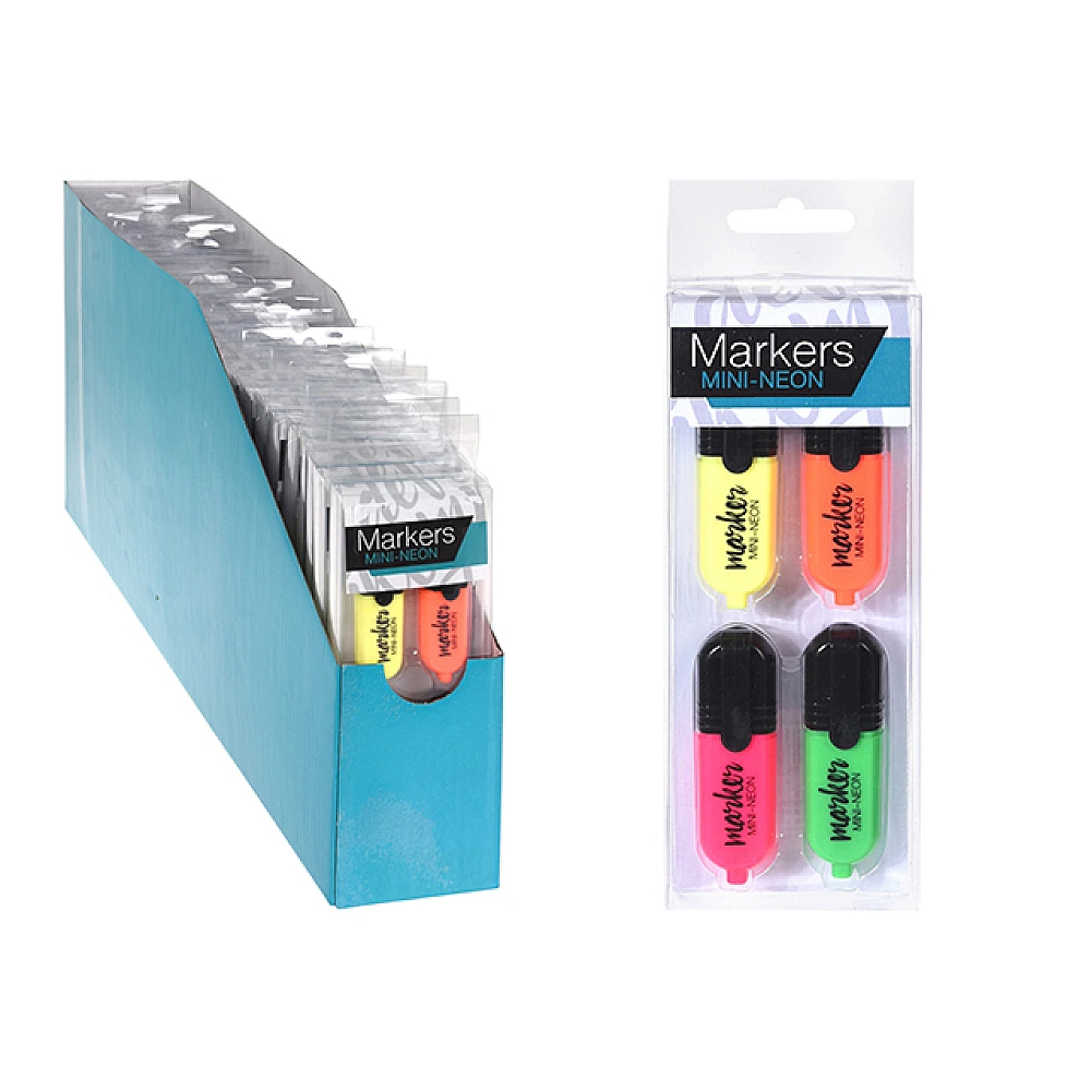 Set textmarkere 4buc Free&Easy,neon mini 