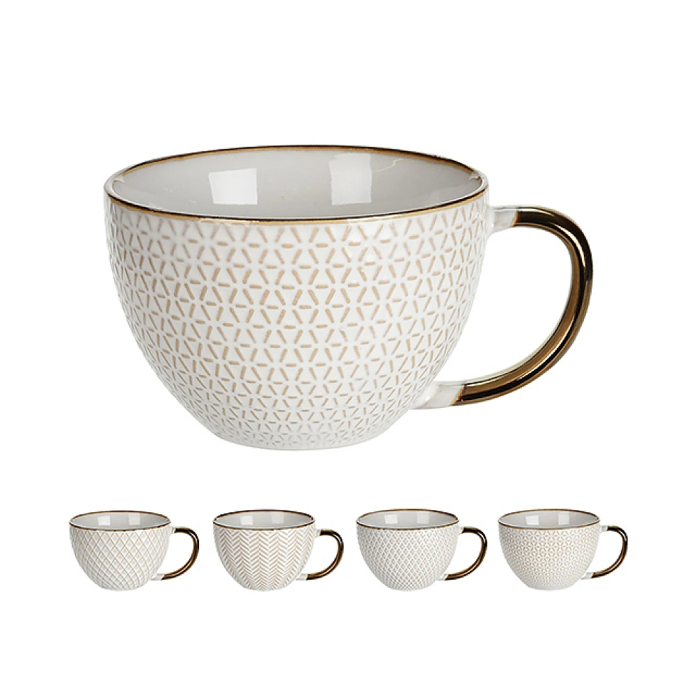 Cana 460ml Metallic Glazed Rim, ceramica