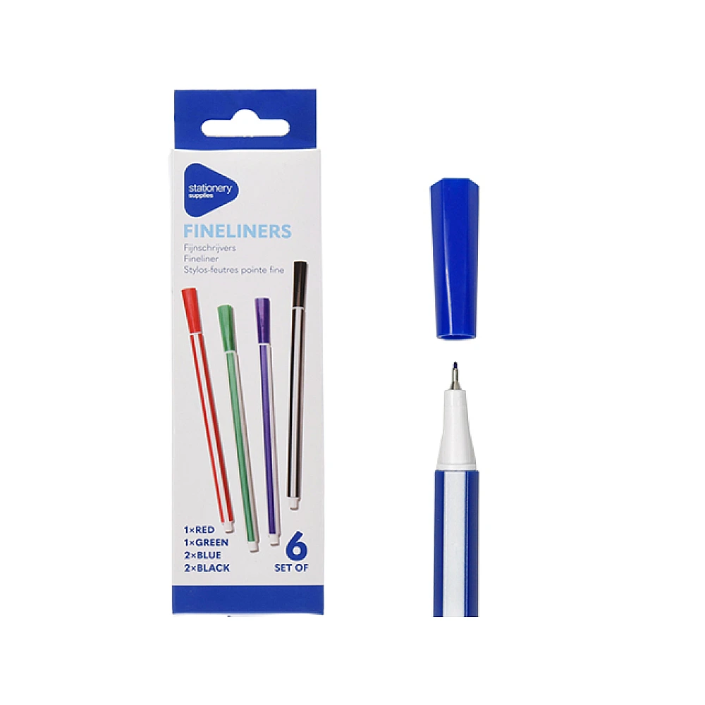 Set markere permanente cu virf fin, 6 unit