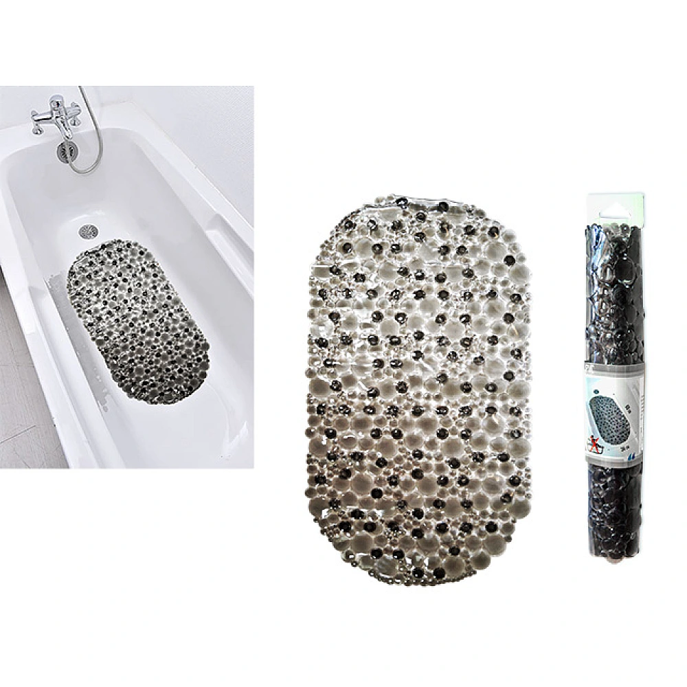 Covoras de baie oval 36X69cm Tendance Bubbles gri, PVC