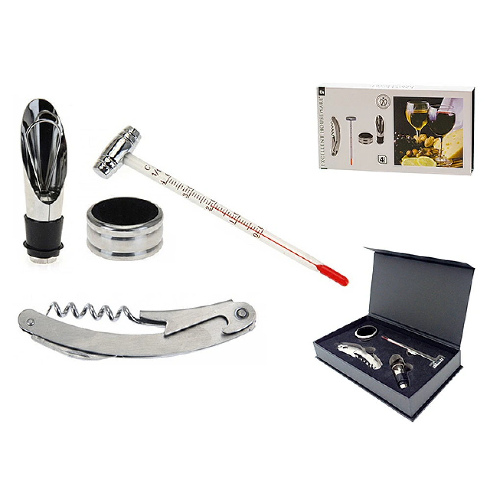 Set cadou pentru vin 4 unit, in husa