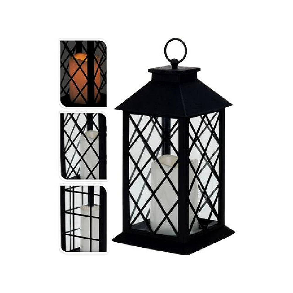Felinar suspendabil cu lumanare LED 14X14X29сm, negru