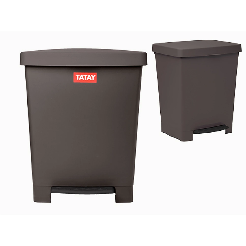 Cos pentru gunoi cu pedala Tatay Cubik 23 l, 33.5X30X39 cm, maro
