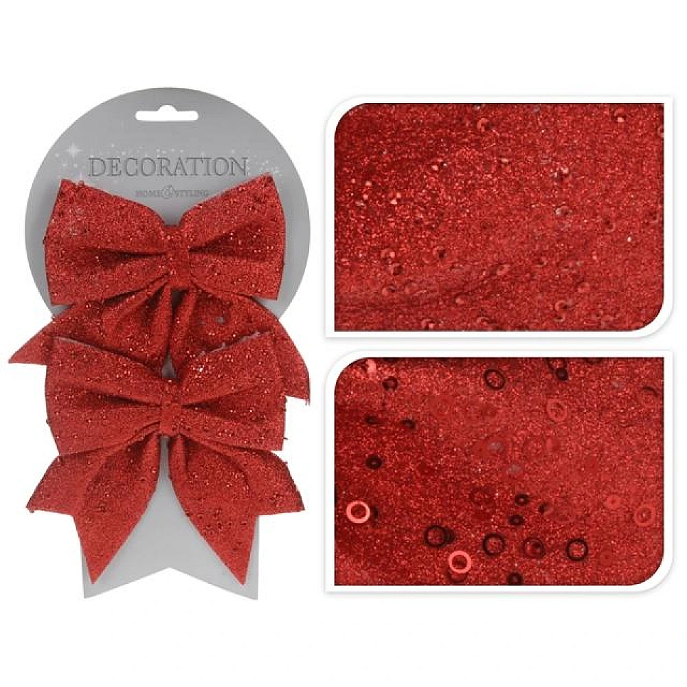 Set fundite decorative 2buc 12X13cm, rosu cu sclipici